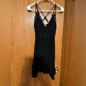 Black lace top dress